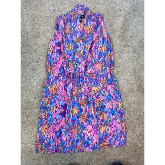 Aqua Women's Multicolor Sleeveless Lightweight Wrap Dress Tie Waist w/Pockets XS - Picture 7 of 13